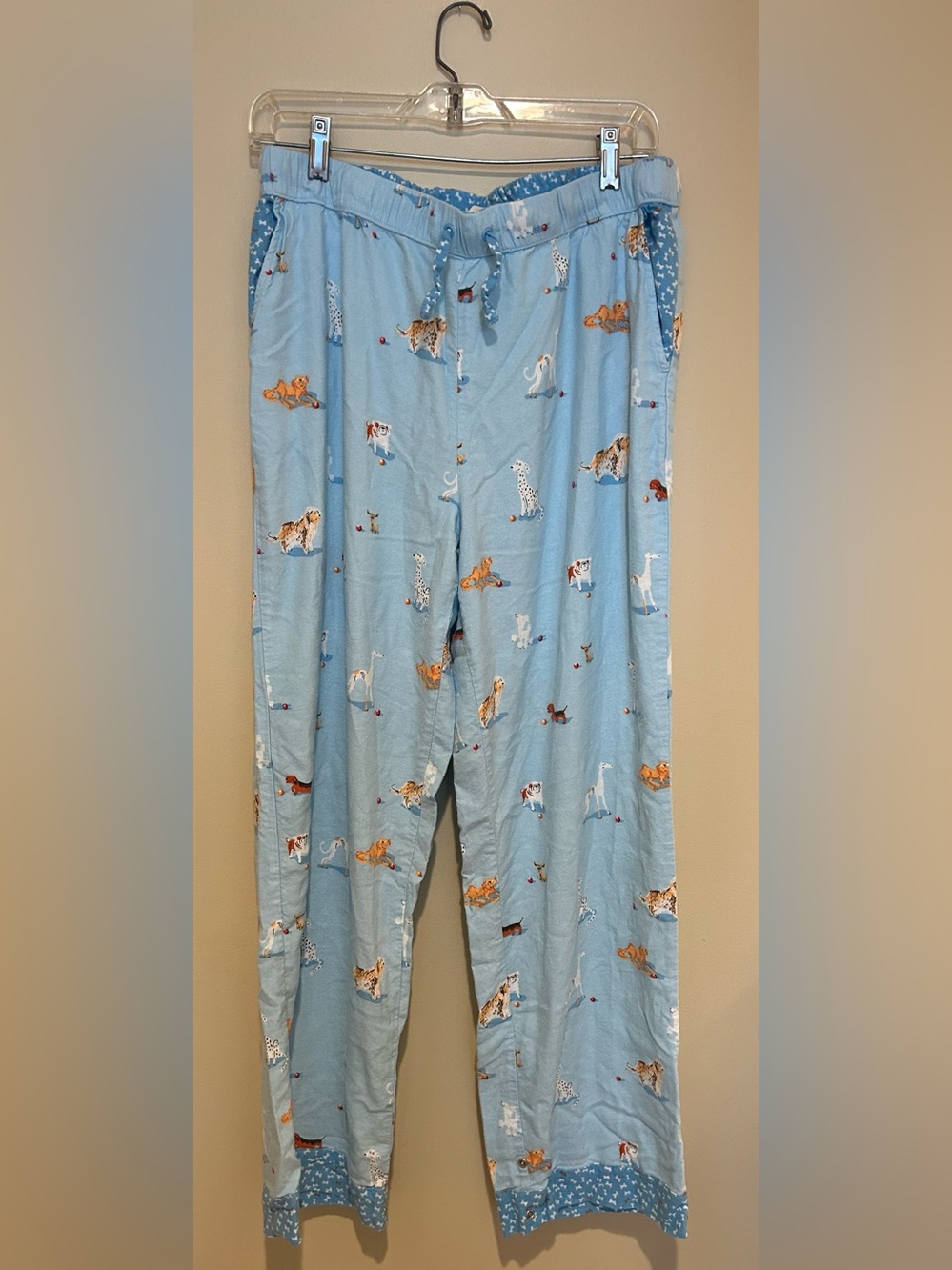 munki munki Light Blue Dog Print Bamboo Cotton Blend Women's Pajama Set Size M - Picture 2 of 7